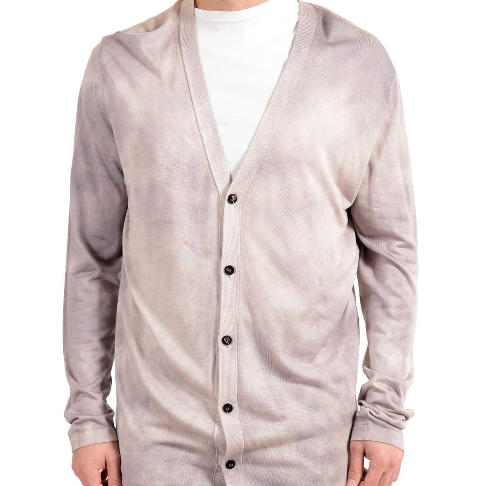 Versace Men's 100% Silk Cardigan Pullover Sweater